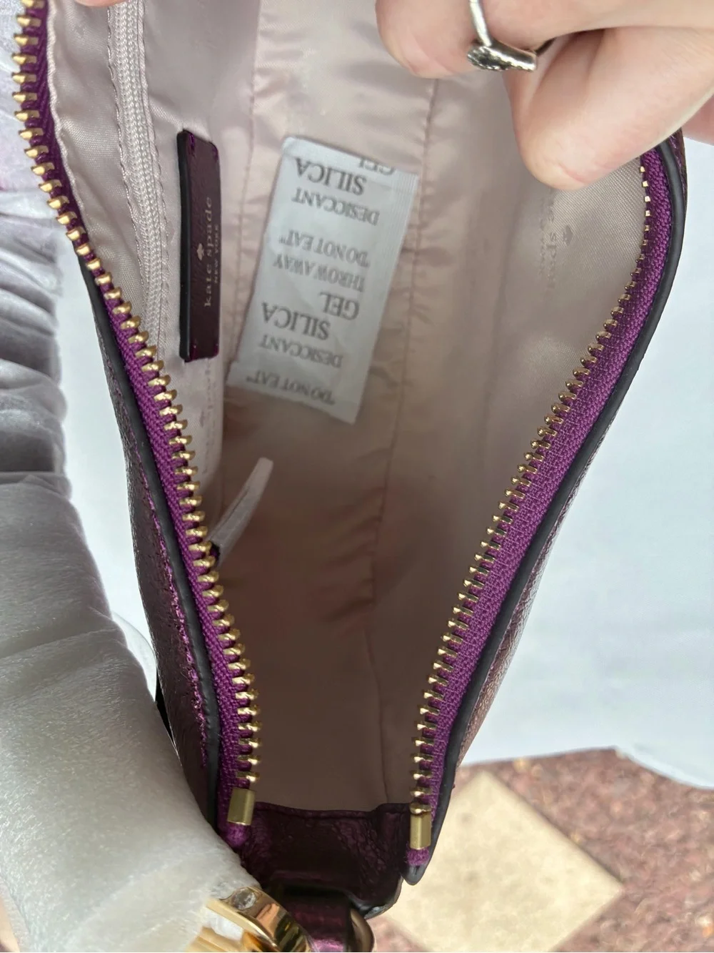 RARE Kate Spade Nina Metallic Leather Shoulder Bag Dark Raspberry